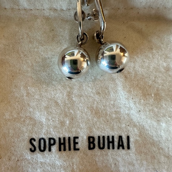 Sophie Buhai Silver Huggies with Ball Drop - Picture 2 of 3